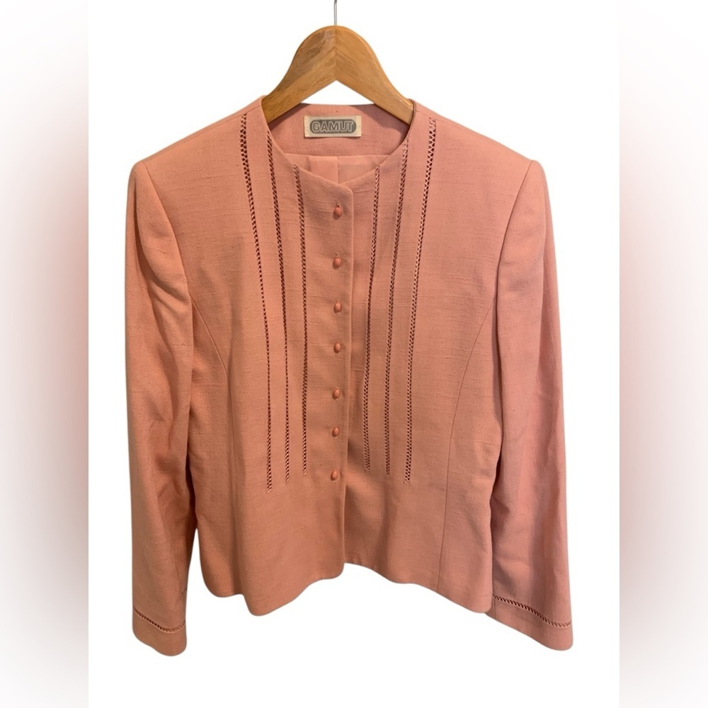 Vtg GAMUT Pink Linen Blend Blazer Jacket Union Made Canada Size 10 80s /70s